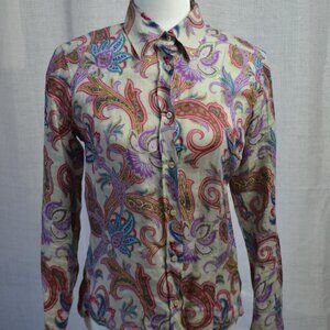 Etro Women's 100% Linen Paisley Button-Up Shirt - Made in Italy (Size 42)